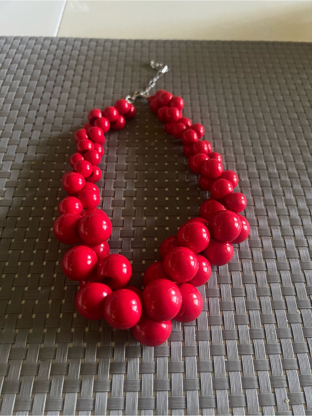 Red Graduated Bead Statement Necklace - Women Jewelry